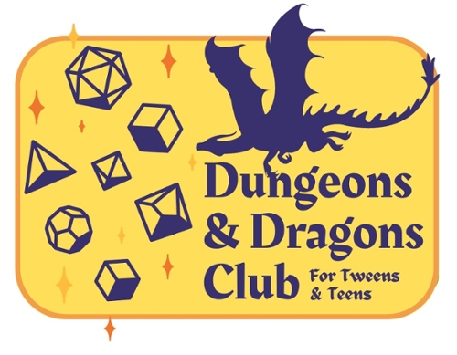 Purple cartoon dragon with cartoon dice.