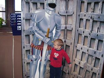 Posing with Sir Lancelot