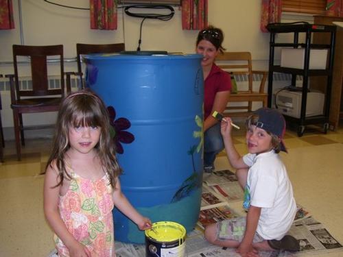 Rain Barrel Painting - The Membrino-Nano family painted a beautiful rain barrel!