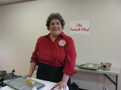 Lynne Moulton of the Delvena Theatre Company became Julia Child in her performance "Meet Julia Child," 6/3/15.