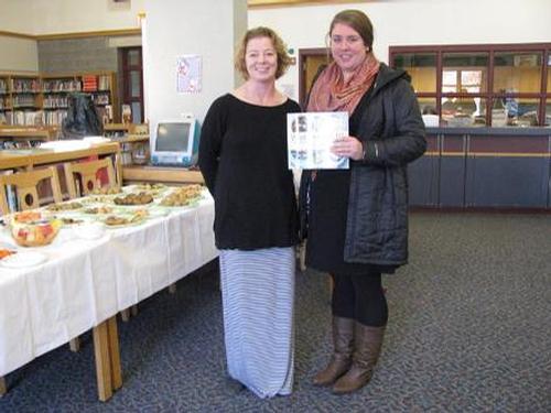 Heather Brisette & Erin Shaughnessy volunteer readers at Community Reading Day at the Middle School on 11/4/15.