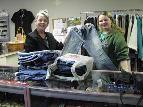 Teens for Jeans donation from Deja Vu - The consigners at Deja Vu donated two dozen pairs of jeans to the Teens for Jeans project at the Athol Public Library.