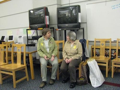 Community Reading Day 2010 - Deb Karan and Elaine LeBlanc wait to read.