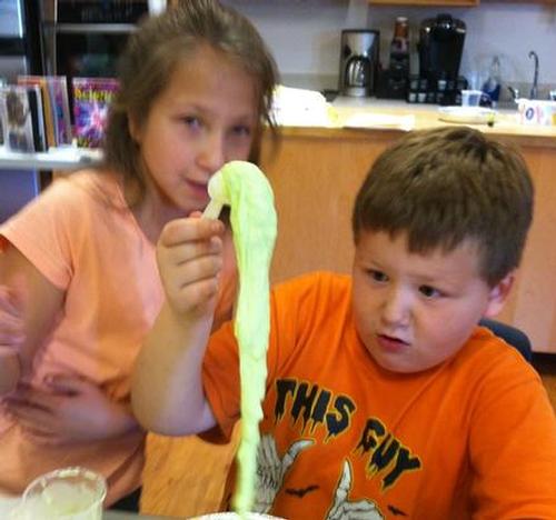 Children are enjoying their slime.