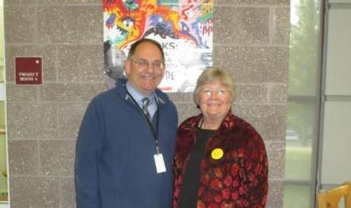 Mike Deasy & Freda Maier at Community Reading Day at the Middle School. November 2016.