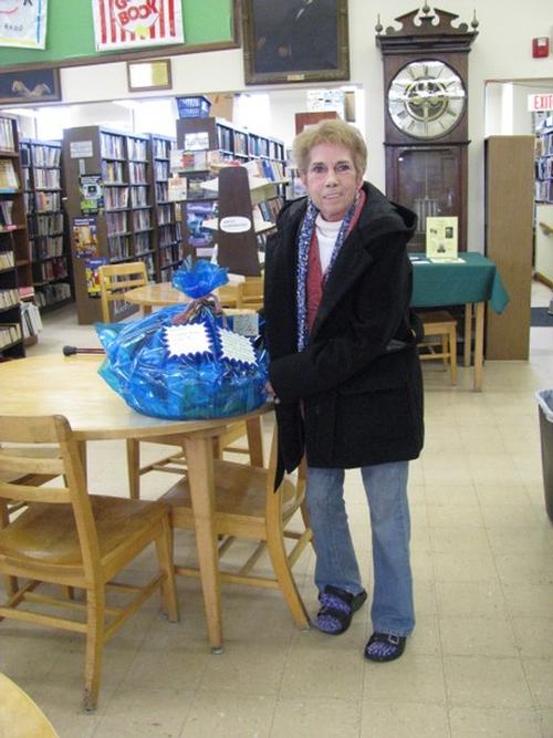 Marie Hale: winner of the Baking Basket Raffle! - Members of ATAC, the teen advisory group at the library, raised money through raffle ticket sales and bake sales for Canines for Kids, an organization which provides service dogs to disabled children.
