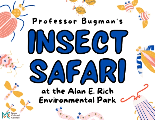 Cartoon image of insects with bubble letters that say Insect Safari to accompany the news item.