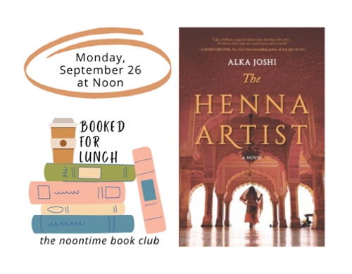 Cover of the book the Henna Artist and the Booked for Lunch Logo