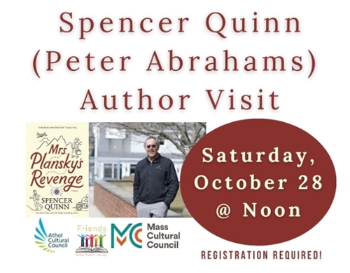 Image of Spencer Quinn and his new book cover.