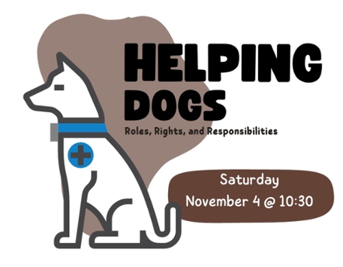 Cartoon drawing of a service dog