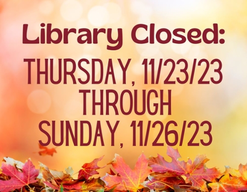 Fall leaves backdrop with the closing information.