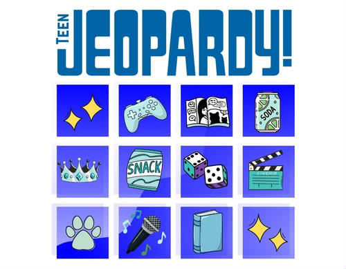 Examples of the jeopard categories on each square.