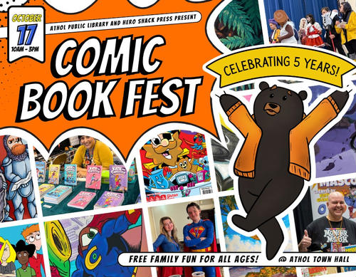 Image of Bean the cartoon bear mascot of the Comic Book Fest.