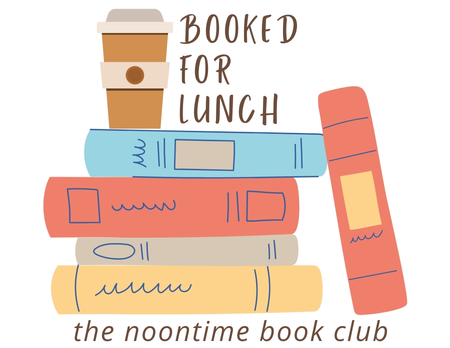 Booked For Lunch Logo image with a coffee and a stack of books used to direct patrons to the book club page.