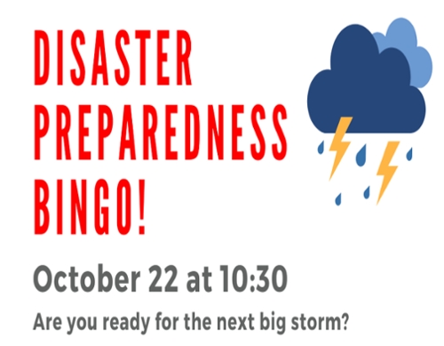 Disaster Preparedness bingo text.