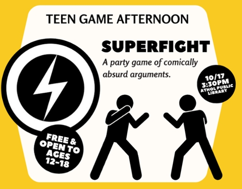 Superfight information with a black and white lightning bolt.