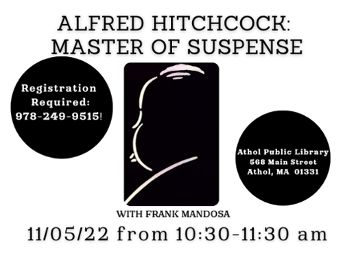 Cartoon silhouette of Alfred Hitchcock.