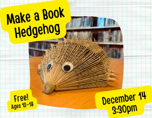 Book Headgehog with a pom pom nose and google eyes.