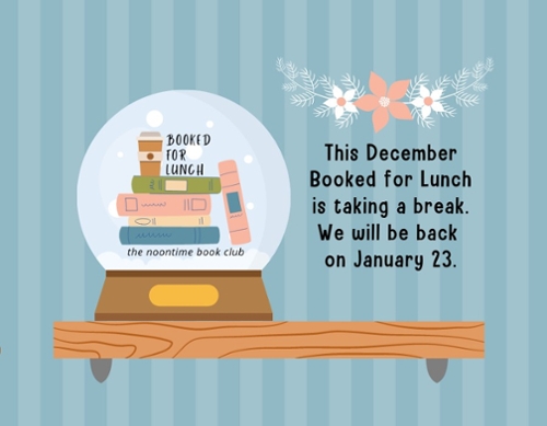 A snow globe with the booked for lunch logo in the center.