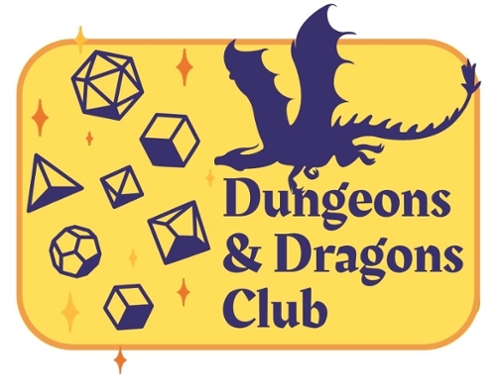 Purple cartoon dragon with cartoon dice.