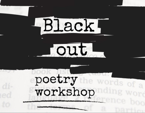 Image of blacked out words around the word black out.