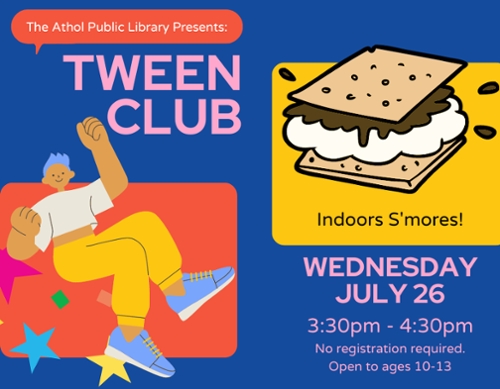 A cartoon S’more and a cartoon teen.