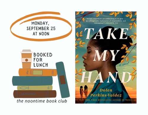 Booked For Lunch Logo and the book cover of this month’s selection