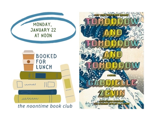 Book cover and Booked For Lunch logo.