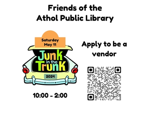 Image of a cartoon car trunk with a QR code to apply to become a vendor.