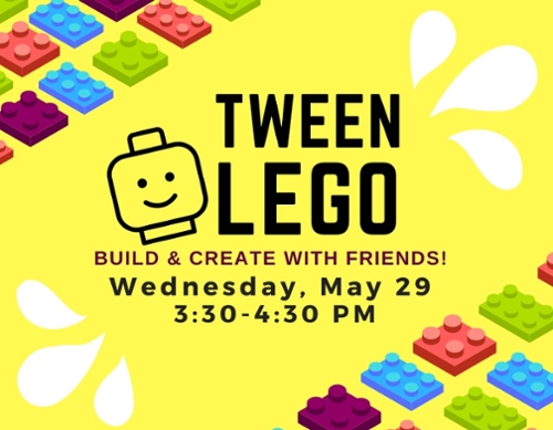 Cartoon LEGO brincks and news text.