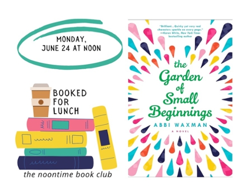 The Booked for lunch logo and the book cover.