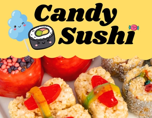 sushi made of candy and rice crispy treats.