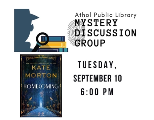 Mystery Discussion LOGO and the book cover.