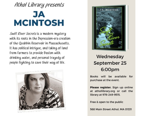 Photo of J.A. Mcintosh and the cover of the book.