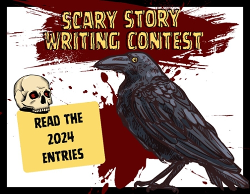 Creepy Cartoon Raven accompanied by the text Read the 2024 entries.