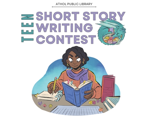 Cartoon teen writing a story