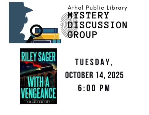 Book cover and the Mystery discussion logo